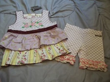 Matilda Jane Enchanted Garden SET Sz 6 Ginghan Maddie Shorts Ruffles NEW