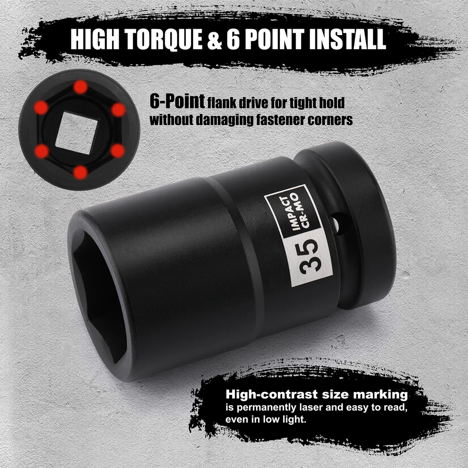 Juego de enchufes Drive Budd de 1 pulgada 33 mm, 35 mm 38 mm, 1-1/2", 41 mm métrico y SAE CR-MO Foto 4 de 4