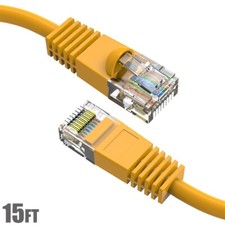 15FT Cat5E RJ45 Network LAN Ethernet UTP Patch Cable Snagless Boot Copper Yellow