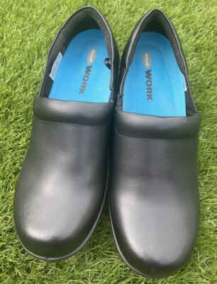New Dr Scholls Work Black Leather Women's Clogs Shoes