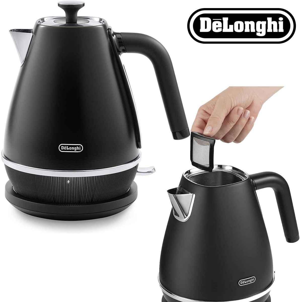 DeLonghi Distinta X Black Electric Kettle 3000W Rapid Boil