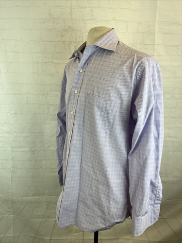 Paul Stuart Men's Purple Plaid Cotton Dress Shirt 17 - 34 $195 - Picture 3 of 9