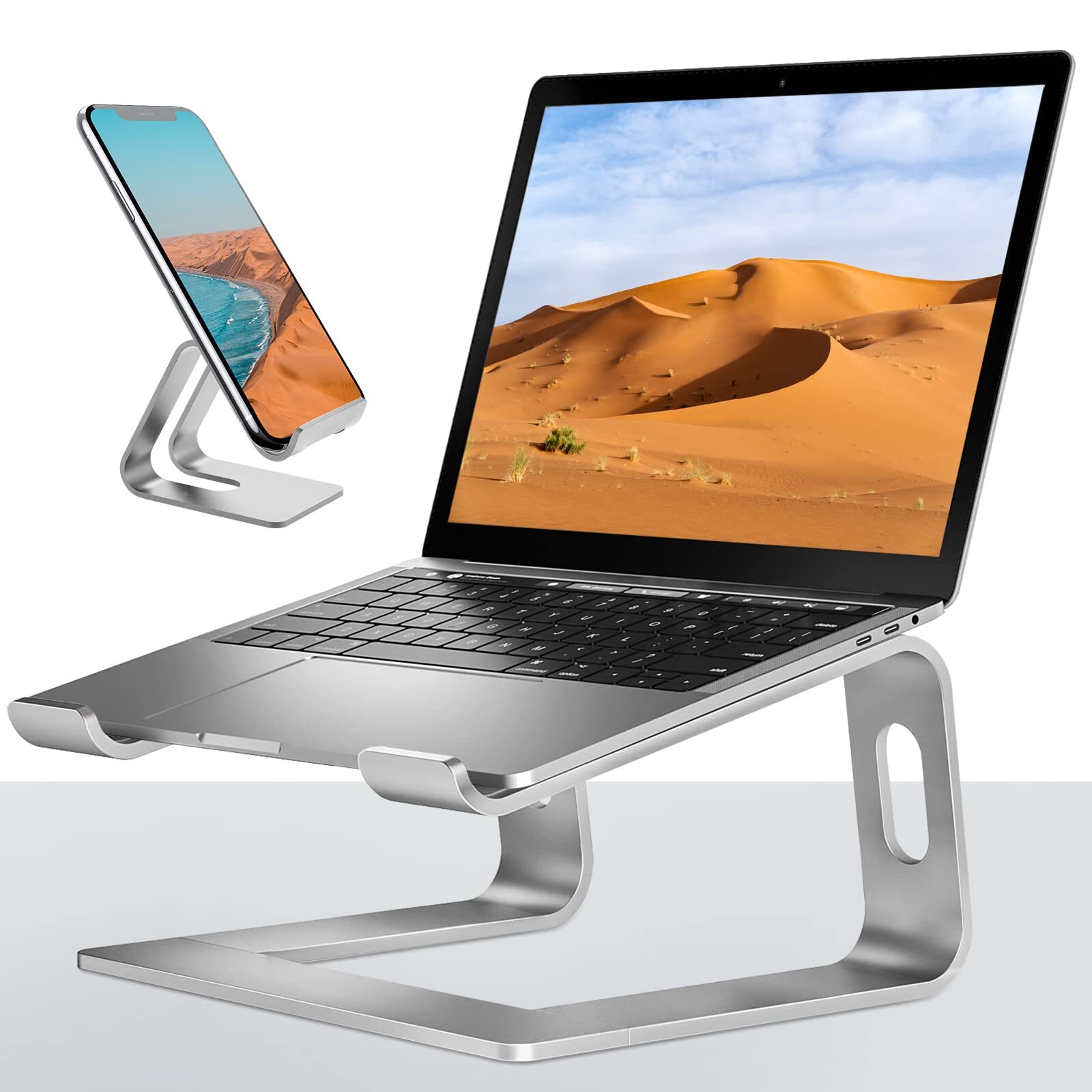 Aluminum Laptop Stand for 10-17 Inch Desks Ergonomic Adjustable Riser-image