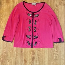 Suéter Timberlea Gatos Talla M Rosa Bordado Gatitos Bordado Negro Borde Ligero