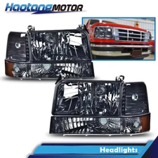 6PCS Headlights W/Corner Signal Bumpe Fit For 1992-1996 Ford F150/250/350 Bronco