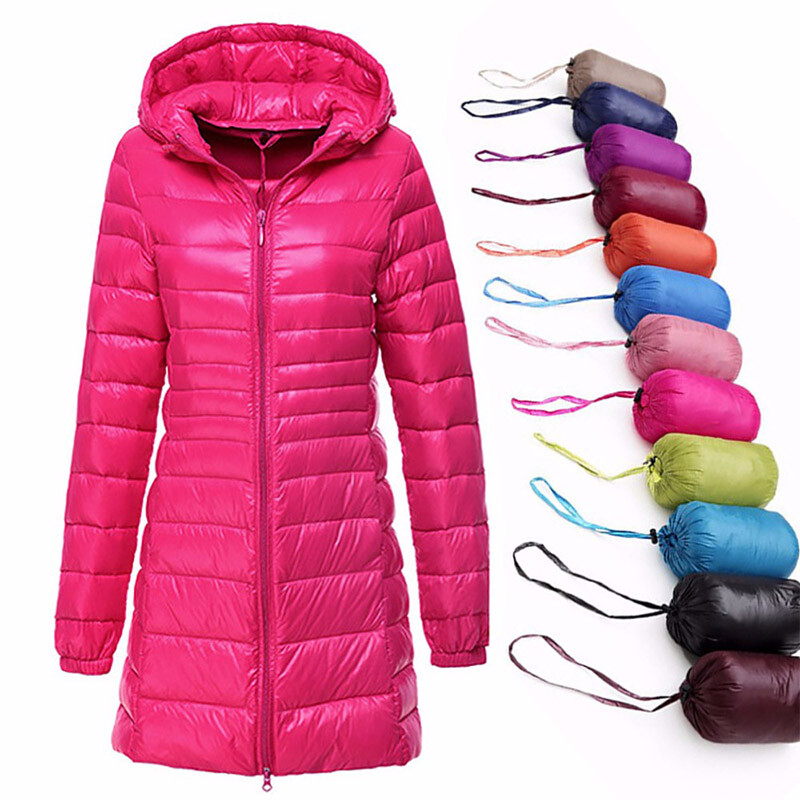 Wantdo Womens Hooded Packable Ultra Light Weight Mid-Length Down Jacket