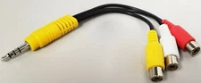 3.5mm Aux Male to 3-RCA Female AV Component Adapter Cable audio video 6" Cord