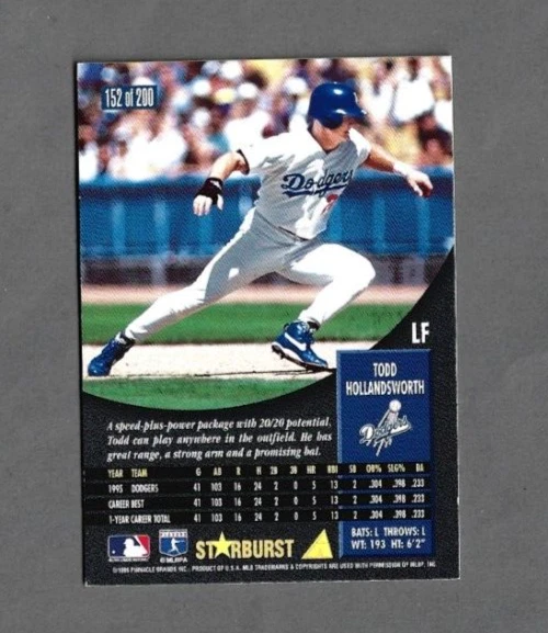 Todd Holandsworth Los Angeles Dodgers 1996 Pinnacle Starburst #152 - Image 2 of 2