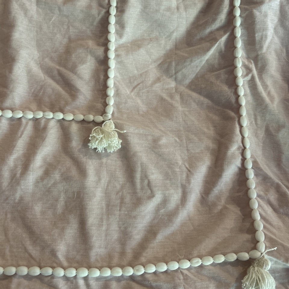 Pottery Barn Teen Dorm Chambray Tassel Duvet Cover Blush Pink Full