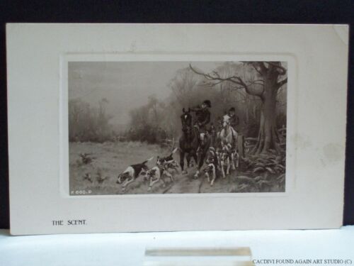 Carte postale Fox Hunting Horse Dog Beagle Hounds RPPC The Scent Sport Riders 1907 - Photo 1 sur 3