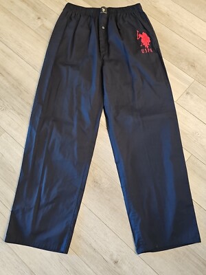 US Polo Assn Men's Sleep Pants Lg Navy Embroidered Red Big Jockey Logo Used