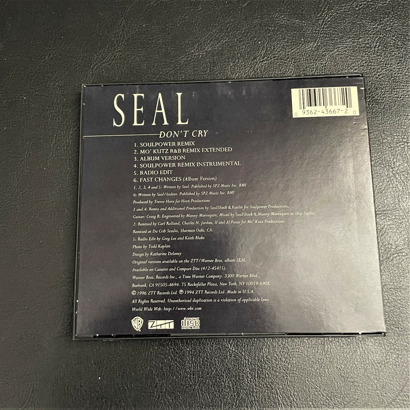 Seal - Don't Cry (1994) Like New, CD MAXI SINGLE