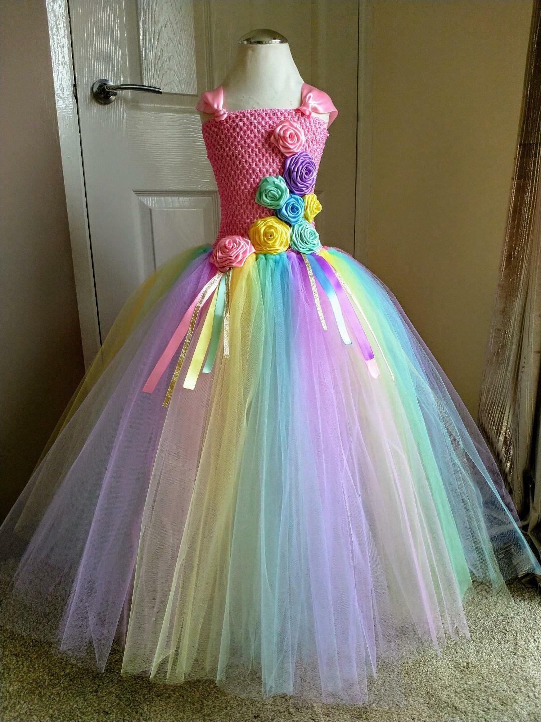 PASTEL ENCHANTED ROSE TUTU DRESS AGE 1,2,3,4,5,6,7,8,9,10,11,12 image 3