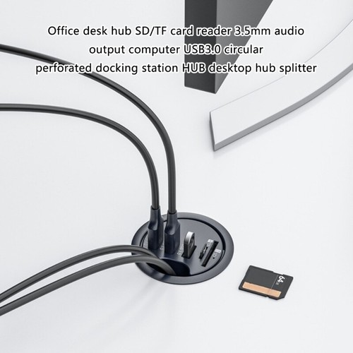 USB Hub Desk Grommet Dock Station Card Reader Dock Station for Desktop PC - Picture 5 of 23