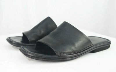 mens black leather slide sandals