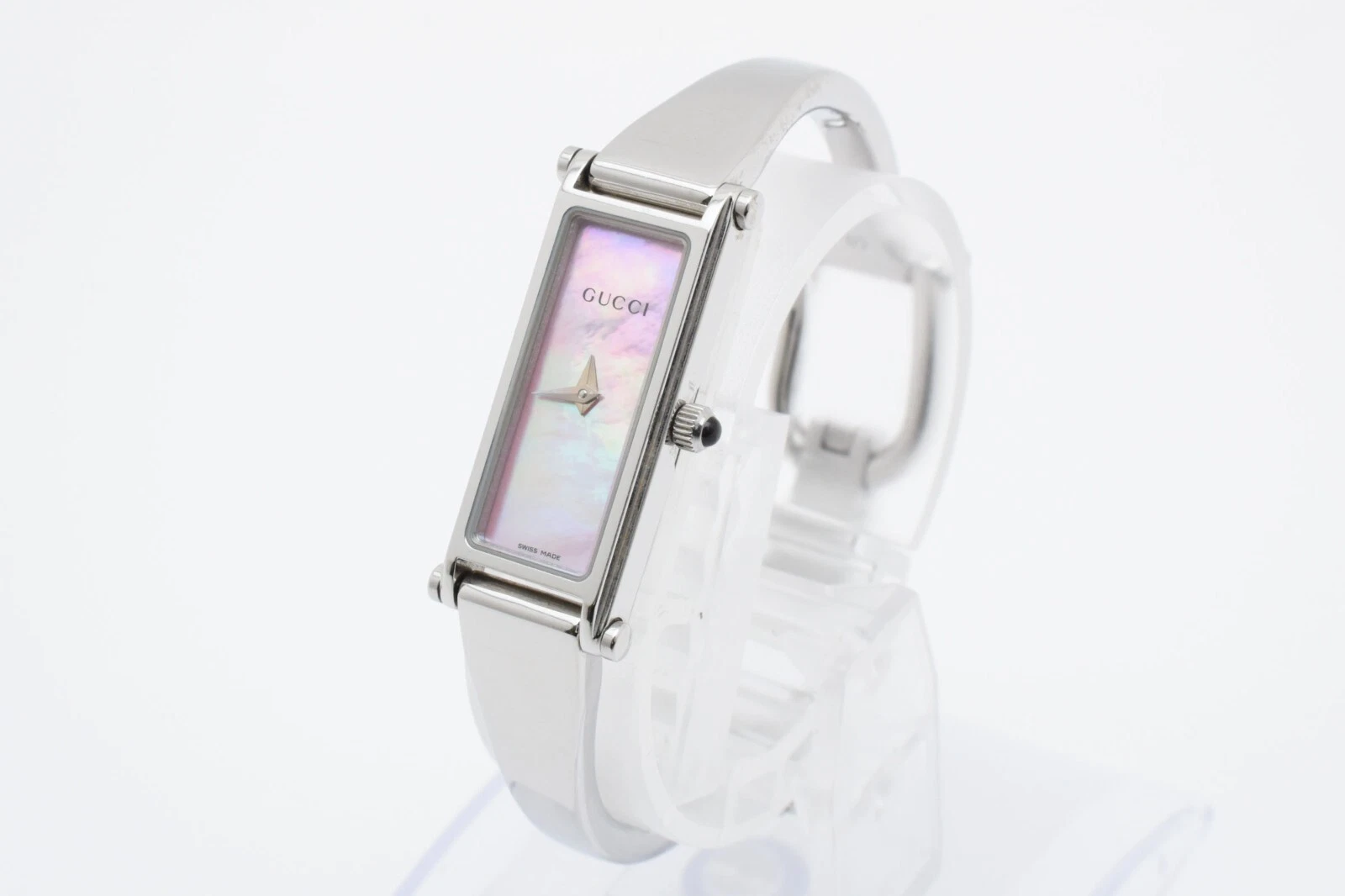 [N Mint] Montre FEMME GUCCI 1500L Argent Rose Vintage SUISSE Fonctionne JAPON #14