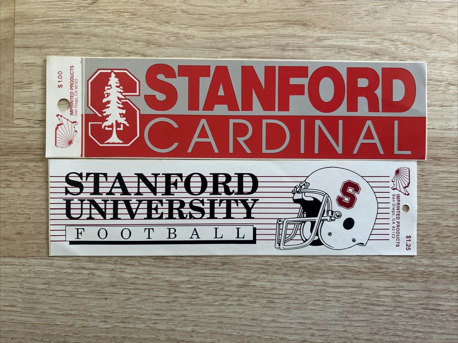 ORIGINAL STANFORD UNIVERSITY FOOTBALL Decal Stickers Imprinted Products VTG