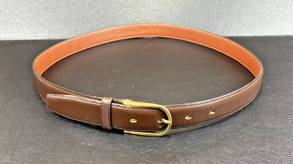 Boucle de ceinture femme vintage Christian Dior marron gant cuir Made in Spain 34