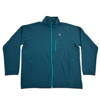 Mountain Hardwear Norse Peak Jacket Men's XL Green Full Zip Fleece Chest Pocket