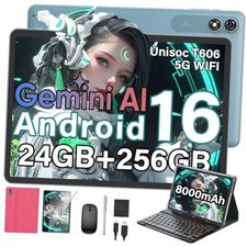Android 16 Tablet with Keyboard, 10 inch Tablet with 24GB 256GB 2TB Expand Pink