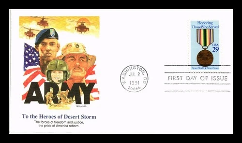 US COVER HEROES OF DESERT STORM ARMY FIRST DAY ISSUE FLEETWOOD