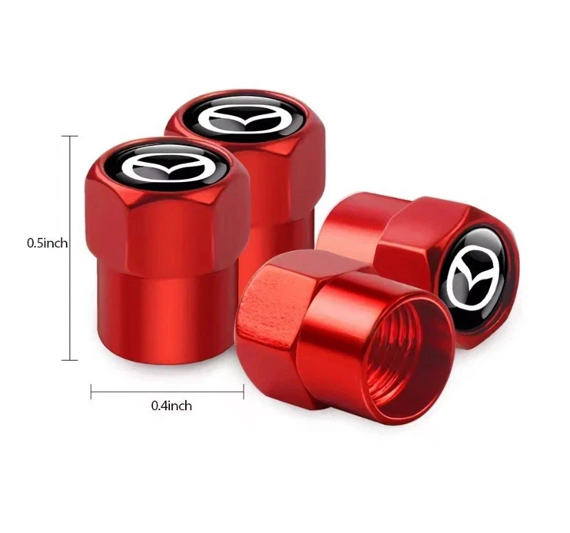 Compatible with Mazda 4Pcs Tire Valve Stem Caps Red Anodized Aluminum - Image 3 of 4