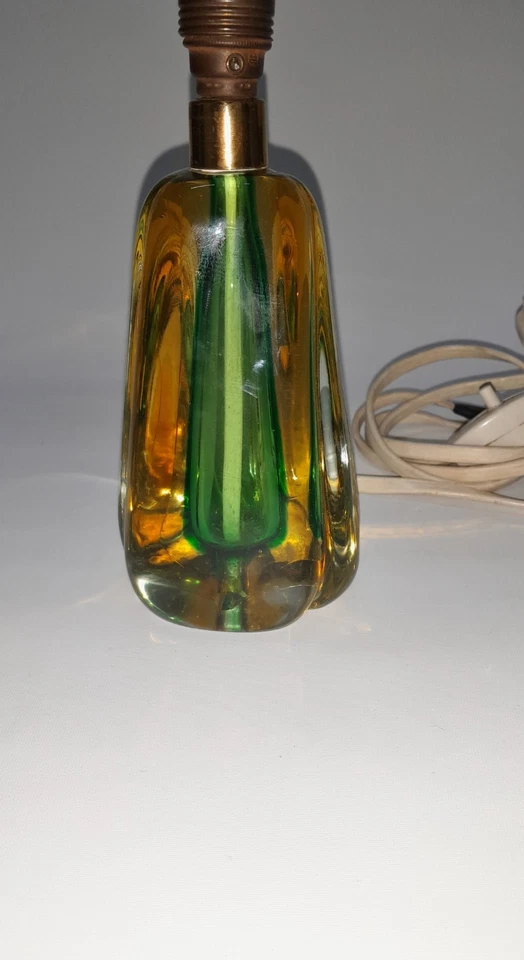 Vintage MURANO SMMERSO TISCHLAMPE 70er J. gelb grün, LAMPENFUSS LAMPE - Bild 4 von 4