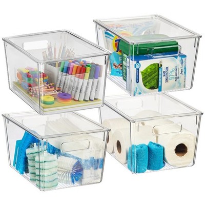 Plastic Storage Bins with Lids X-Large   Perfect Kitchen Organization, Desk O...