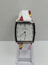 Rare Skagen Womens Tonneau Slim New Battery Bright Spring Strap Dress Watch