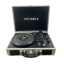 Victrola Journey Bluetooth Record Player Suitcase Gray Open Box Tested Working