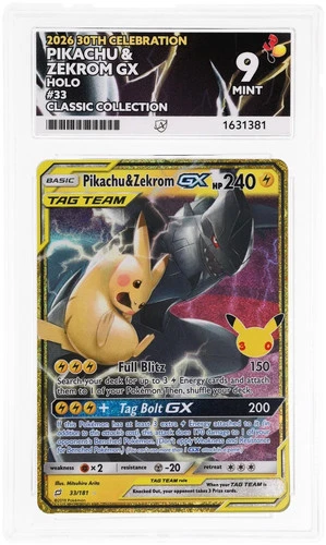 ACE 9 Pikachu & Zekrom Gx 33/181 30th Celebration Pokemon Mint