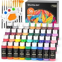 Acrylfarben Set 36 Bunte Farben 60Ml Mit 12 Pinseln Und Palette KüNstlerbedarf