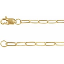14K Yellow Gold-Filled 2.1 mm Paperclip-Style Necklace With Lobster Clasp 2.1 mm