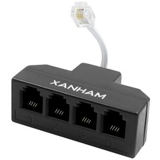 XANHAM RJ11 Cable 4 Way Splitter 6P4C Connector Phone Line Cord Adapter with ...