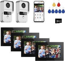 Wireless Video Doorbell Apartment Intercom,7 inch Touch Screen Monitor,1080P.