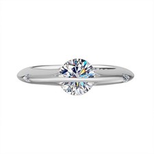 1CT D Color Round Moissanite Solitaire Ring Engagement Band 925 Sterling Silver