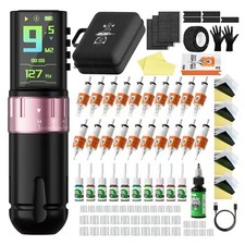 Tattoo Gun Kit Wireless Machine Kit 7 Strokes Length with 2300mAh Batteries P...