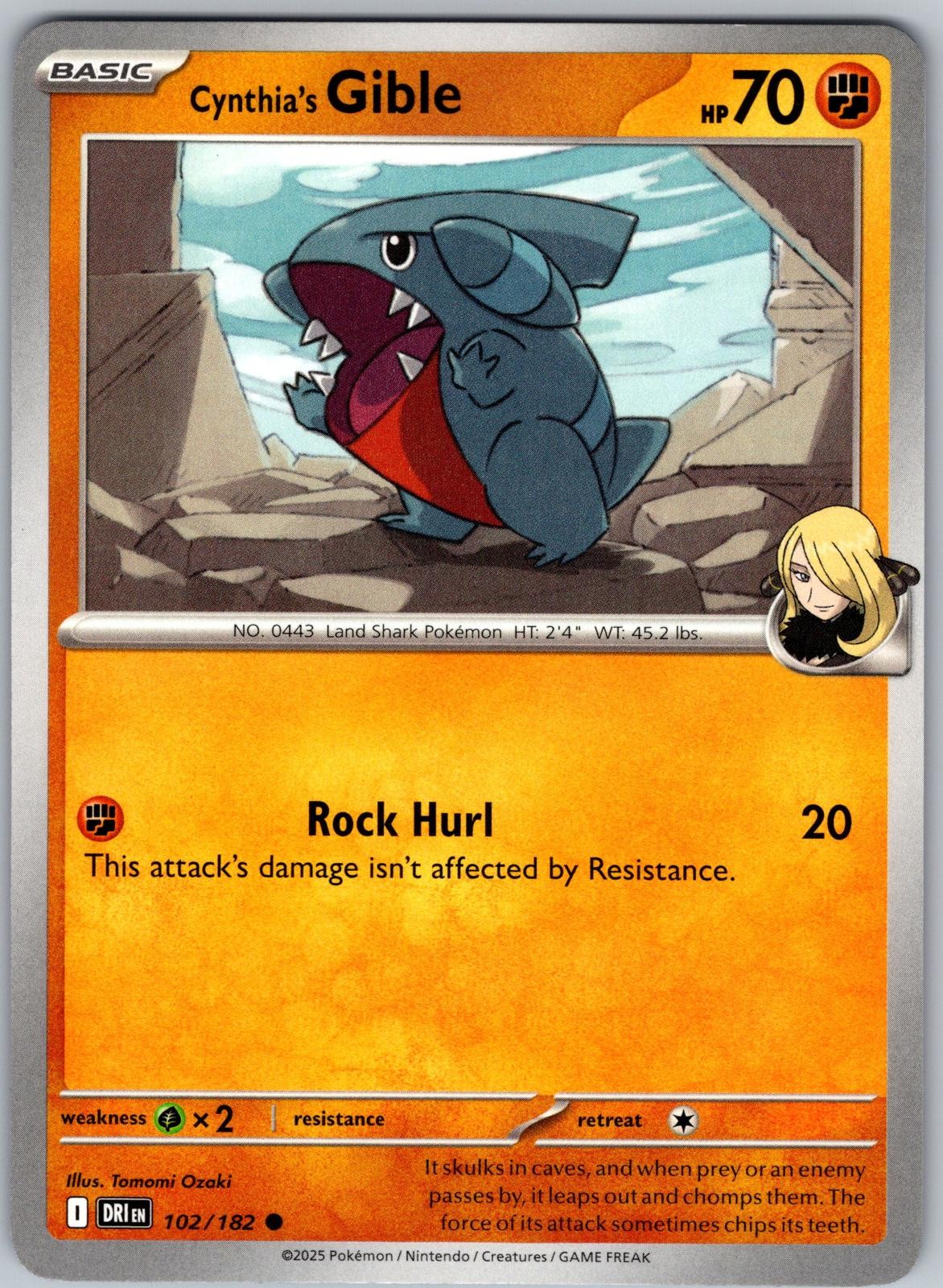 Cynthia's Gible 102/182 Common Destined Rivals Pokemon Near Mint