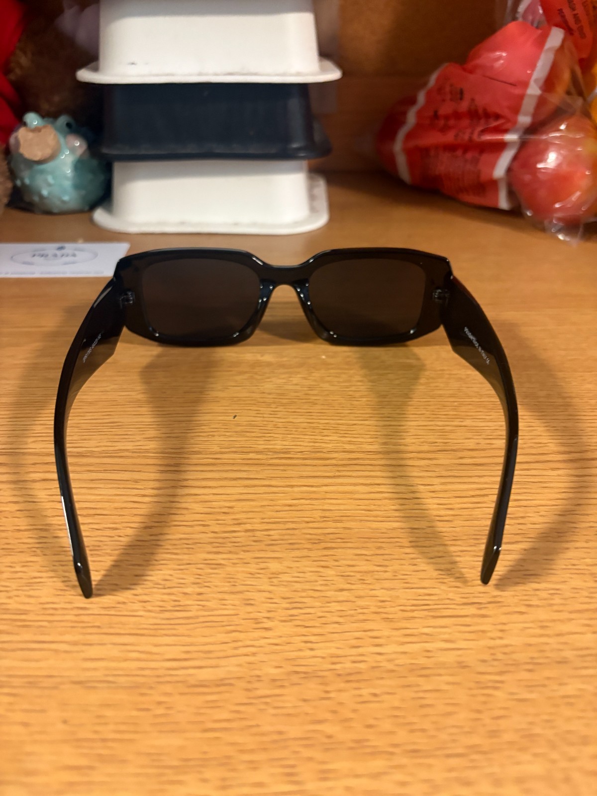 Prada PR 17WS Sunglasses Black Acetate Square Frame Authentic thumbnail 3