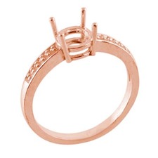 925 Sterling Silver 6mm Round Semi Mount Solitaire with Accents Engagement Ring