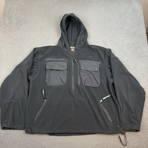 Cabelas Gore Windstopper Jacke Herren XL schwarz Pullover Hoodie 1/2 Zip Fleece