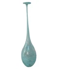 Vintage MCM Cenedese Stretch Neck Art Glass Vase Murano Robins Egg w/Flange Rim.