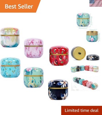 6 Pcs Airtight Tea Storage Tins 10 OZ, Vintage Style Food Containers for Loos...