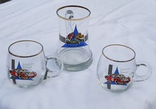 3 alte Gläser mit Henkel Schleizer Dreieck Rennen Motorsport