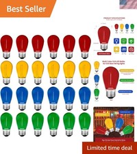 24Pack S14 Colored LED String Light Bulbs,1Watt Plastic Shatterproof Waterpro...