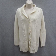Womens Size 8/34 White Sweater Long Sleeve Hand Loomed Casual Preppy Chic