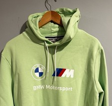 Puma BMW Motorsport Hoodie Mens Large Green Pullover Graphic Racing Sweatshirt