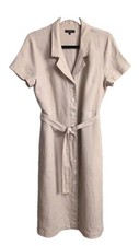 Quince Women's Button Front Midi Dress European Linen Size M Driftwood Beige