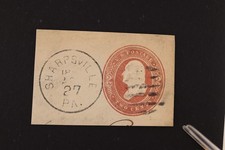 US Scott U277 1884 2c Brown Washington Cut Square Sharpsville PA Cancel Used