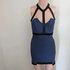 Tobi Cutout Mini Dress Size M Black & Blue Party Club Wear